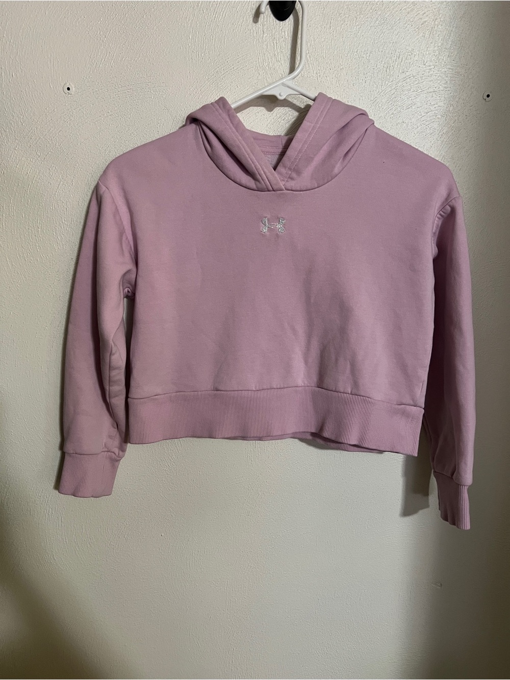 UNDER ARMOUR Classic Cropped Hoodie UPCYCLED Rhinestone Purple Girl's Size Small
